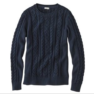 L. L. Bean Womens Mixed Cable Knit Crew (Navy)